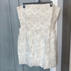 Universal Thread 3X Women’s Strapless Dress in Cream and Tan, stretch, pockets